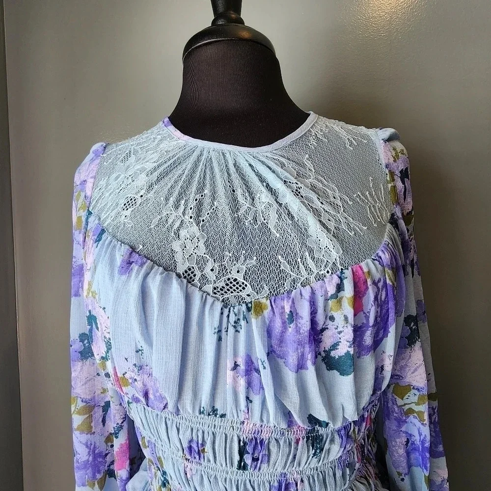 *NWT* Free People Daphne Floral Sheer Lace Top